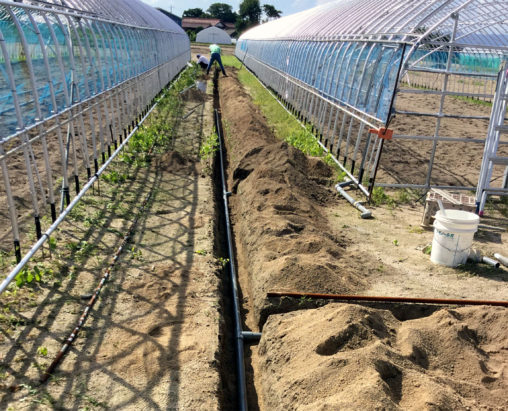 ハウス灌水の配管工事